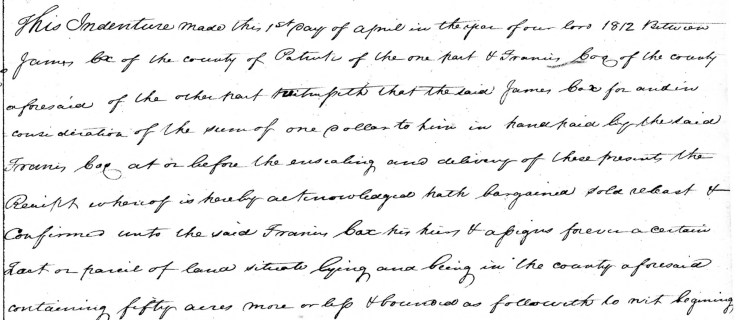 Patrick County, Virginia, Deed Book 3, Page 517, James Cox to Fr